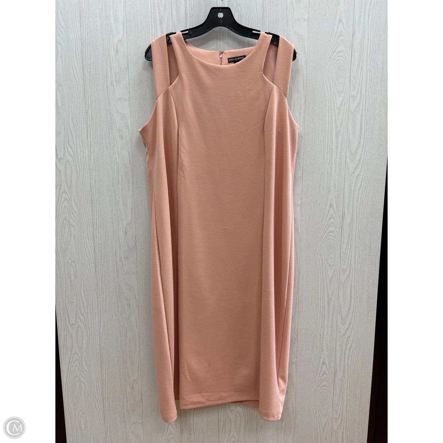 Dress Casual Midi By Nina Leonard In Peach, Size: 1x