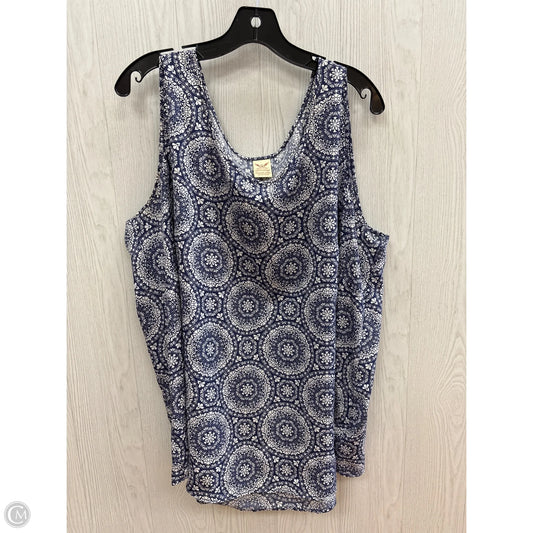 Top Sleeveless By Faded Glory In Blue & White, Size: 3x