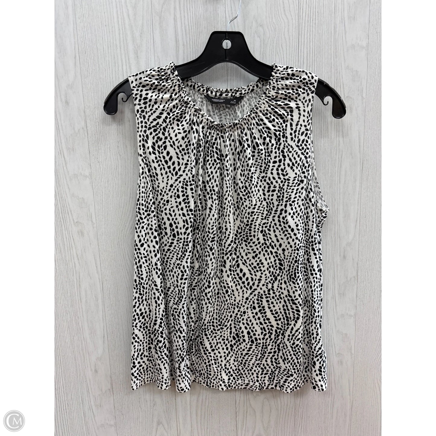 Top Sleeveless By Simply Vera In Black & White, Size: M