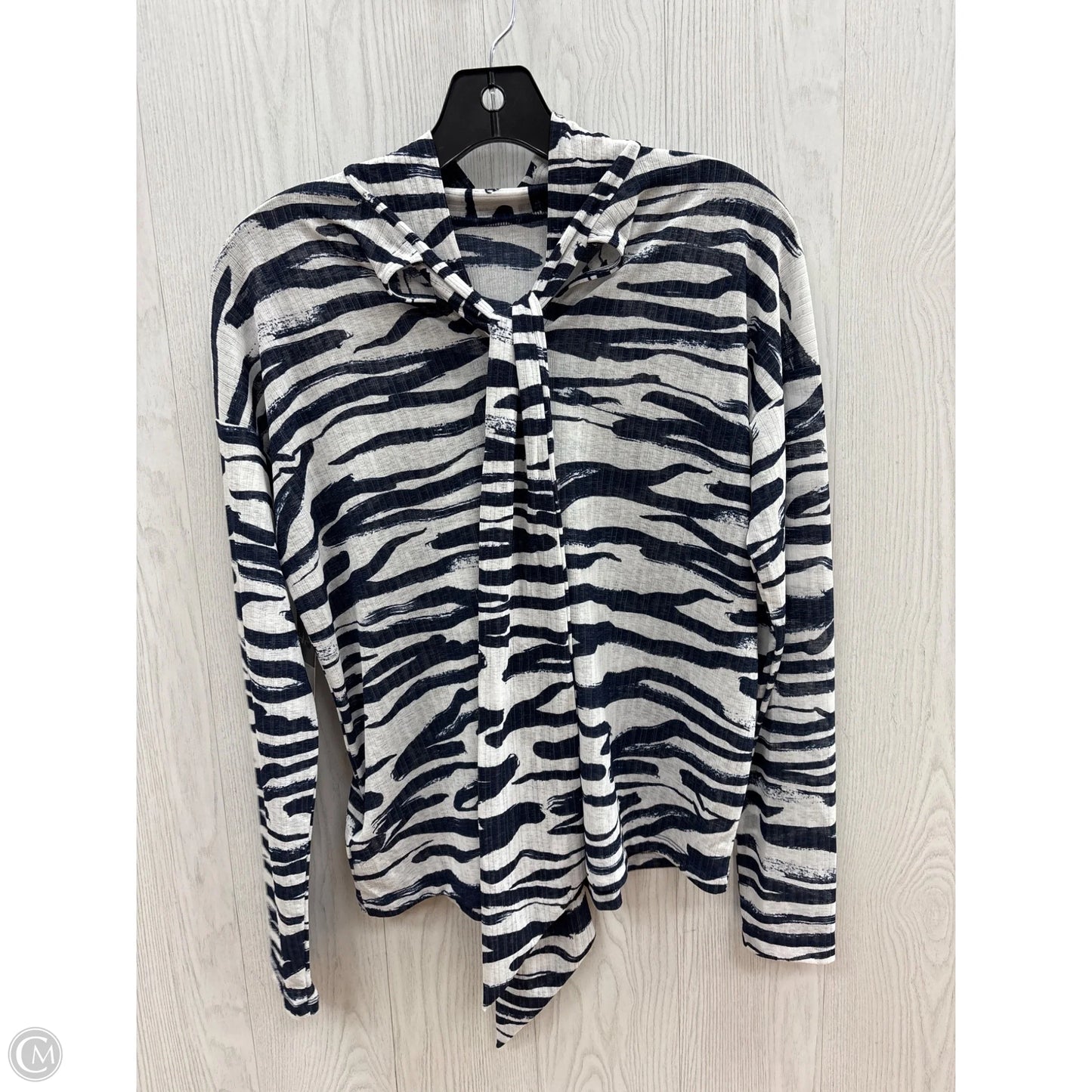 Top Long Sleeve By Nine West In Blue & White, Size: Xs