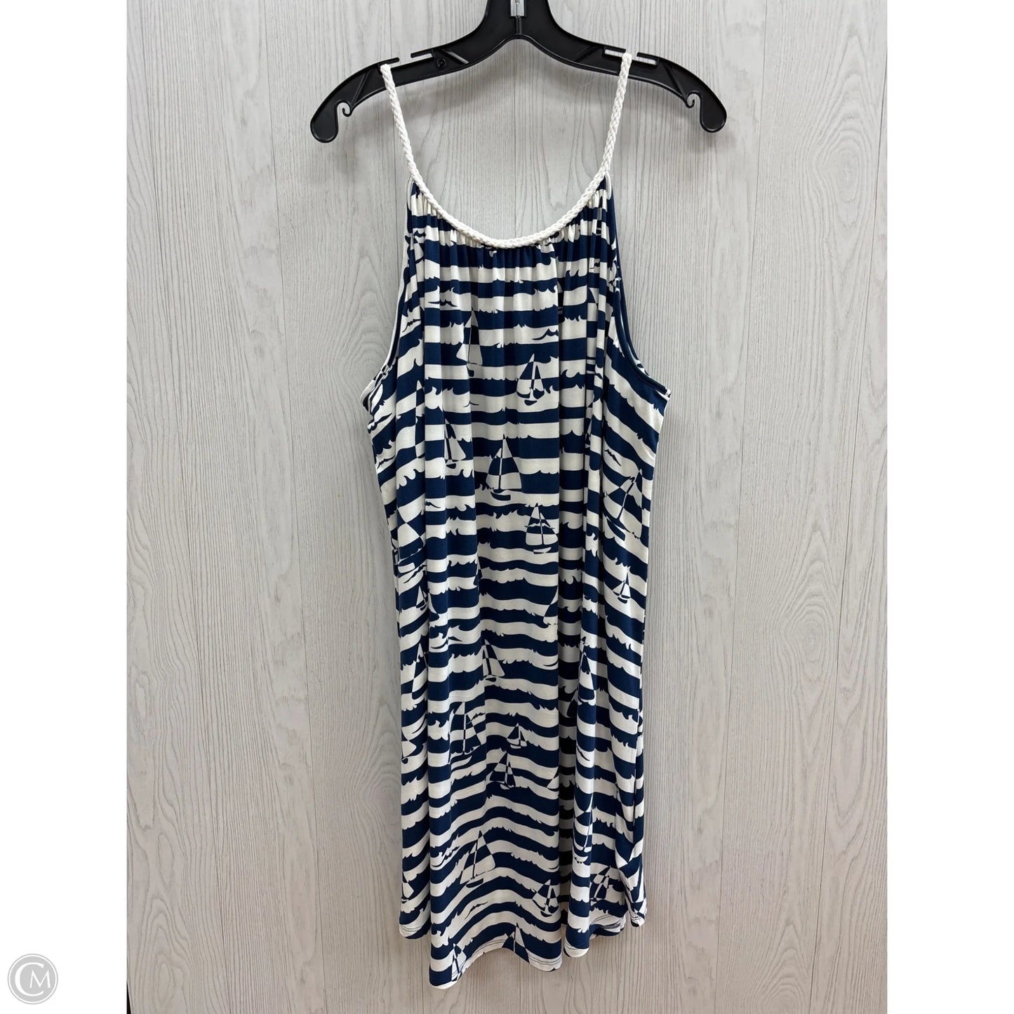 Dress Casual Short By Indigo Soul In Blue & White, Size: 2x