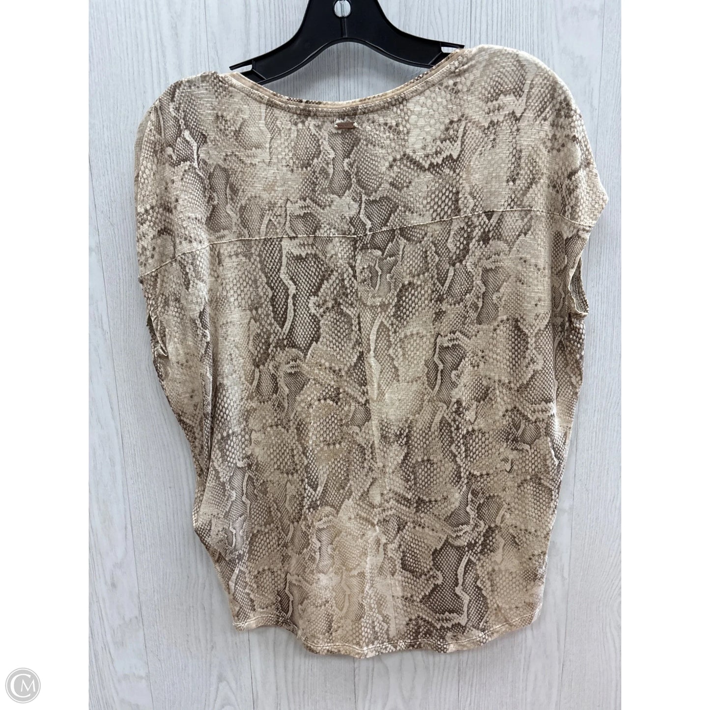 Top Short Sleeve Basic By White House Black Market In Snakeskin Print, Size: Xxs