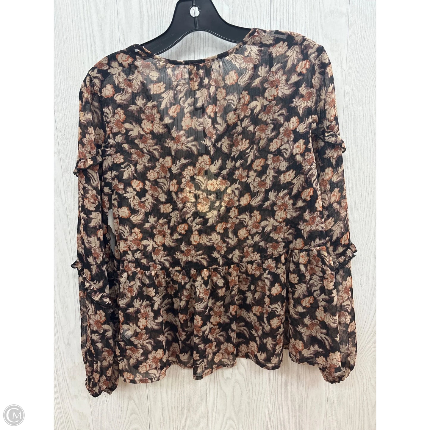 Top Long Sleeve By Knox Rose In Flowered, Size: Xs