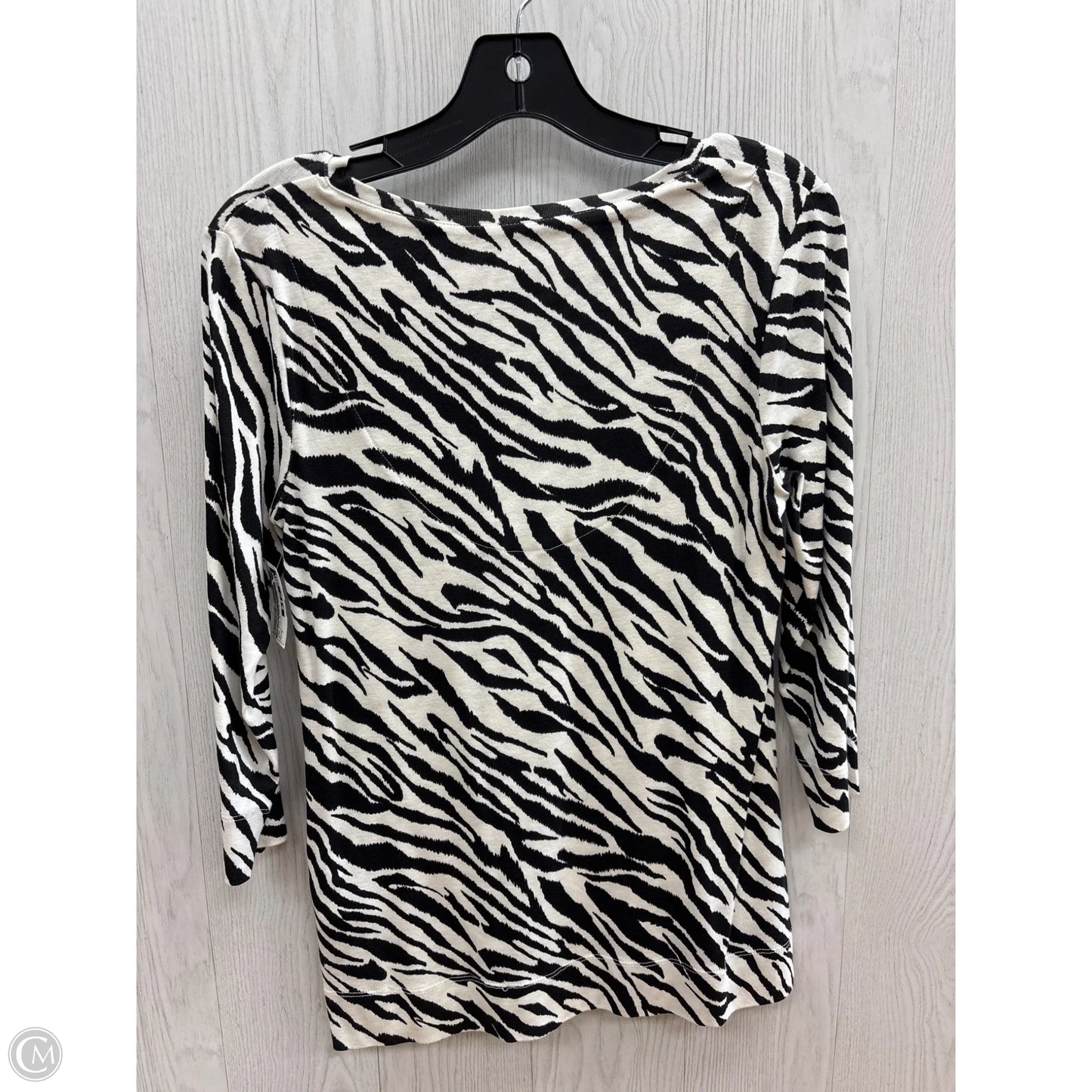 Top 3/4 Sleeve Basic By Chicos In Zebra Print, Size: S