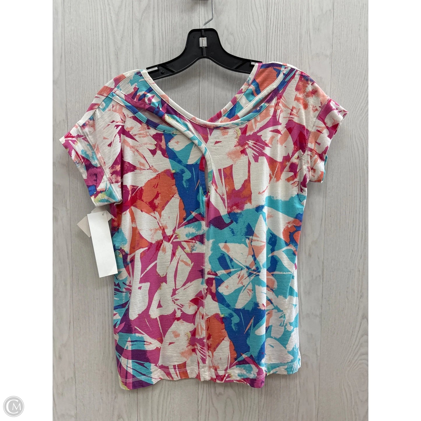 Top Short Sleeve Basic By Talbots In Pink & White, Size: Petite S