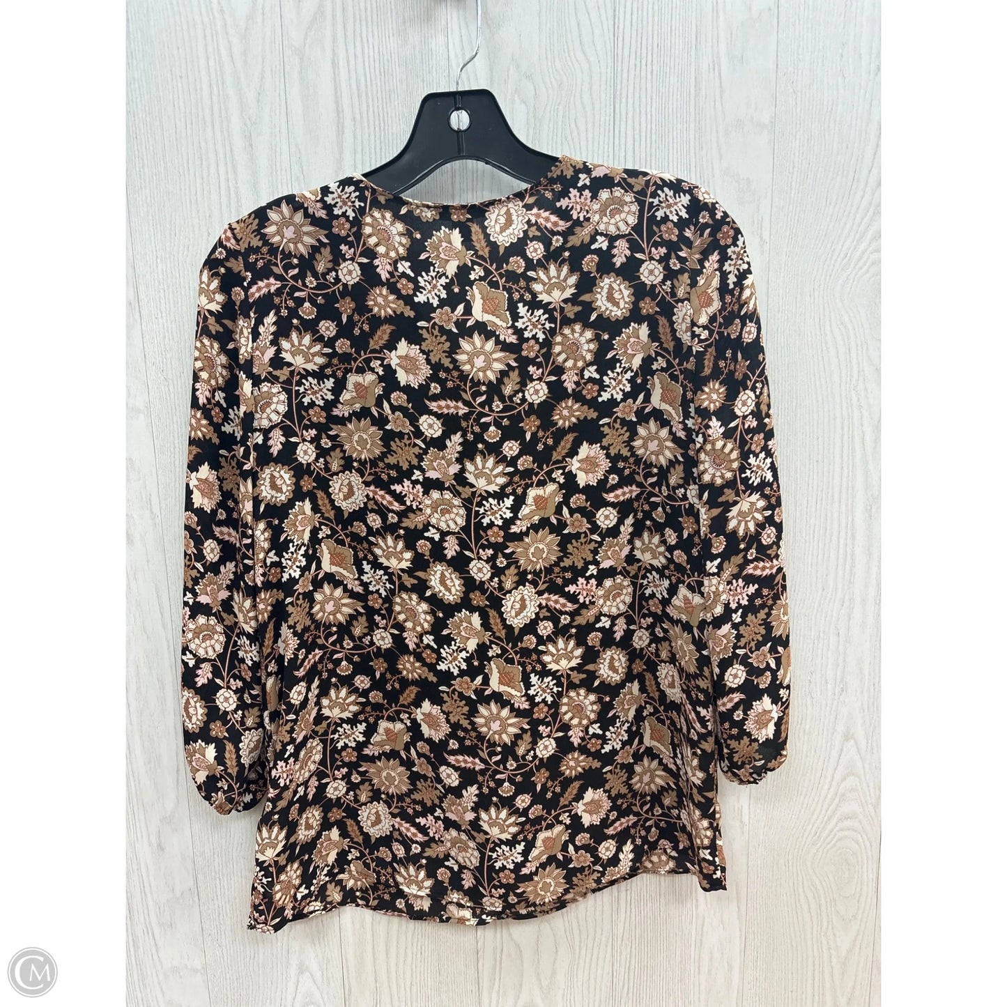 Top 3/4 Sleeve Basic By Roz And Ali In Floral Print, Size: Xs