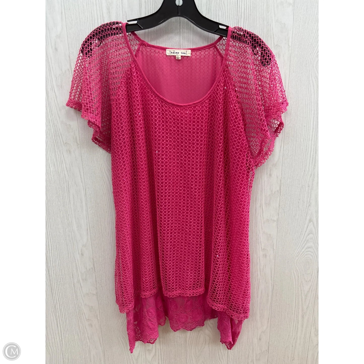 Top Short Sleeve By Indigo Soul In Pink, Size: L
