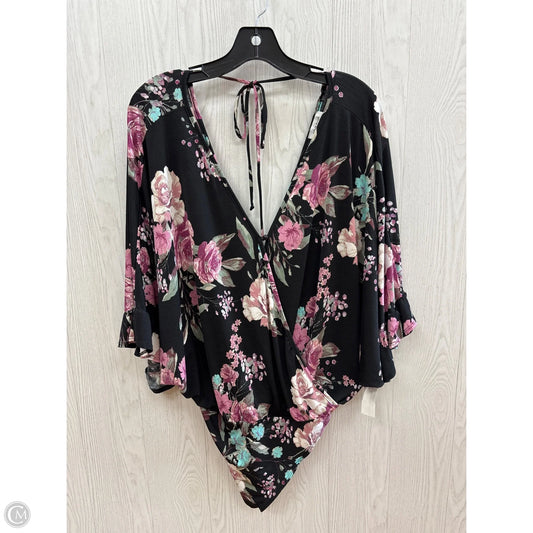 Bodysuit By White Birch In Black Floral, Size: Xl