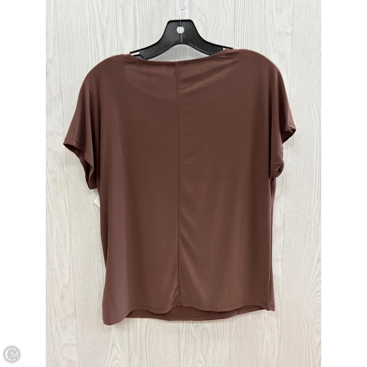 Top Short Sleeve Basic By Auw In Brown, Size: S