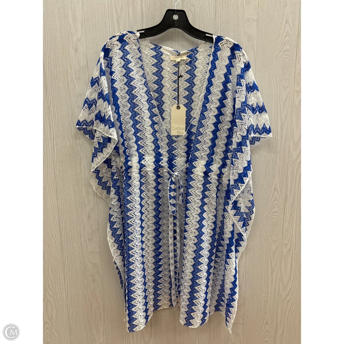 Swimwear Cover-up By Cotton Bleu In Blue & White, Size: S