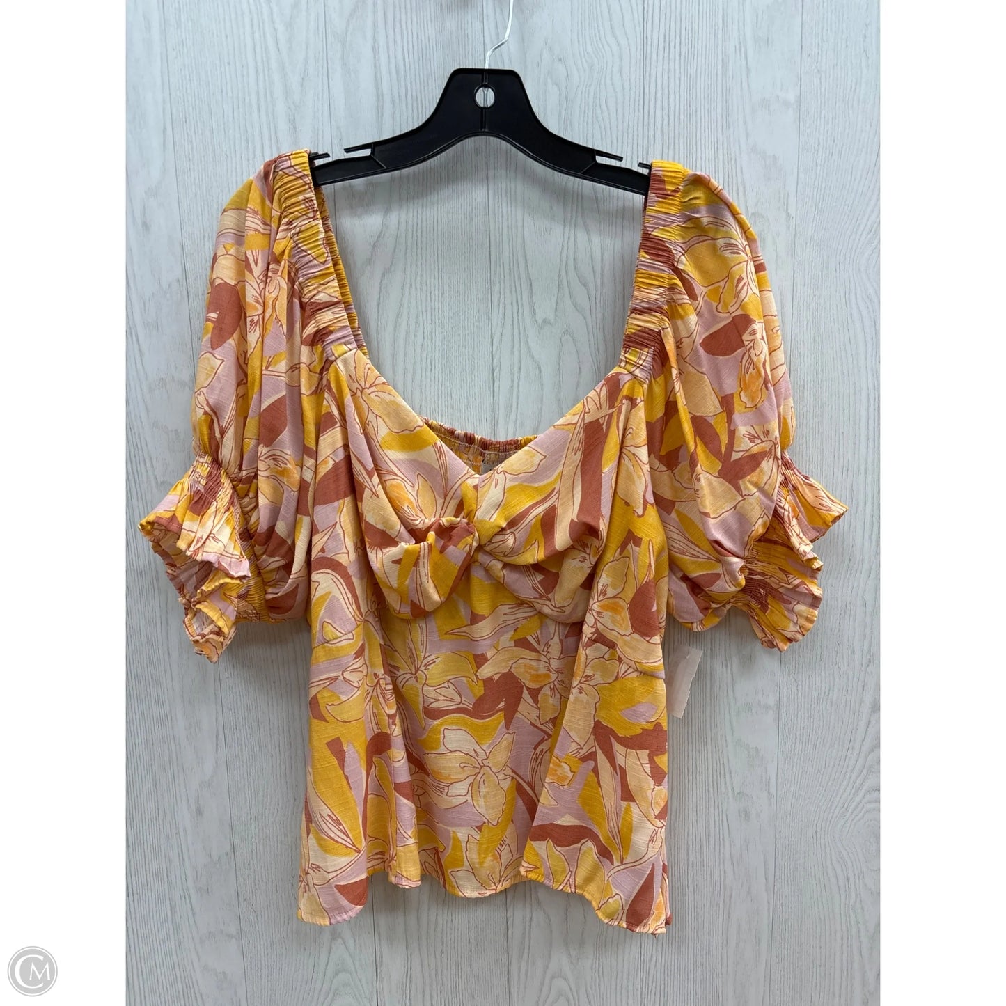 Top Short Sleeve By Nine West In Floral Print, Size: 2x