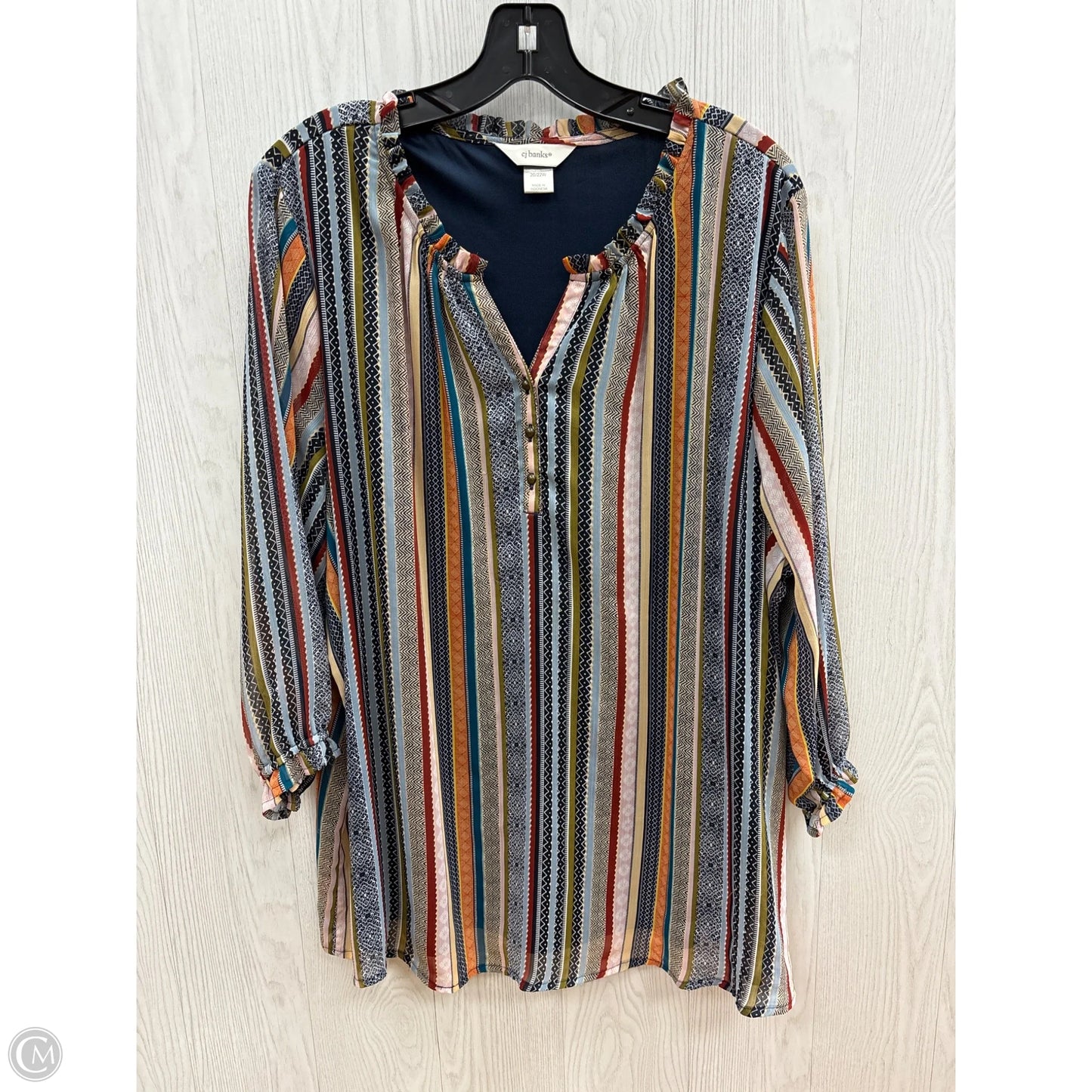 Top 3/4 Sleeve By Cj Banks In Multi-colored, Size: 2x