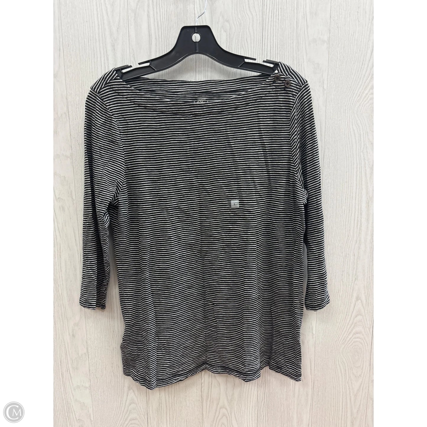 Top 3/4 Sleeve By Ann Taylor In Black & White, Size: L