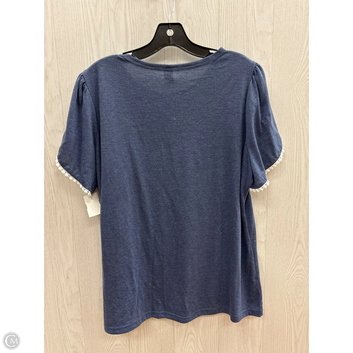 Top Short Sleeve By Emery Rose In Blue, Size: Xxl