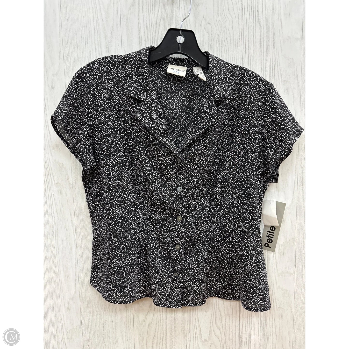 Top Short Sleeve By Covington In Black White, Size: Petite  Medium