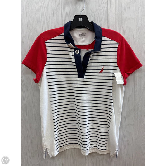 Top Short Sleeve By Nautica In Red & White, Size: L