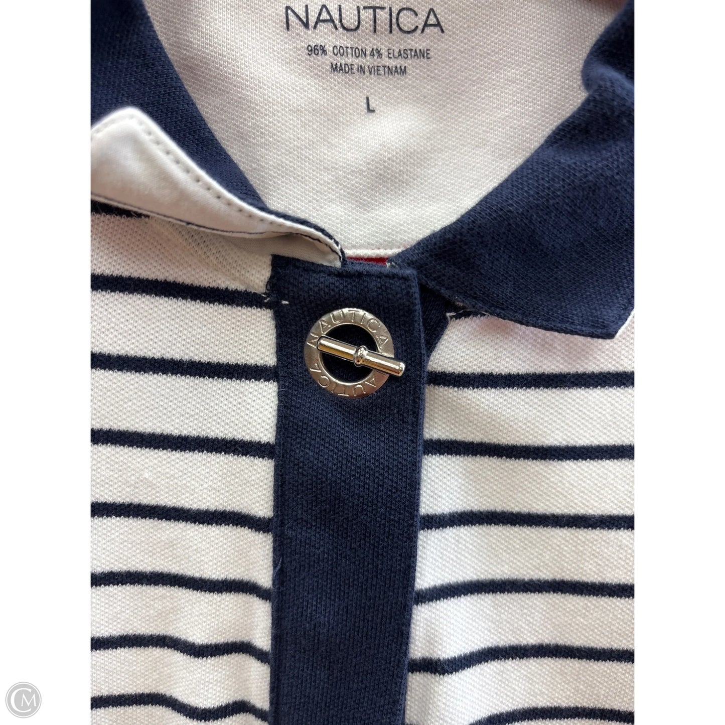 Top Short Sleeve By Nautica In Red & White, Size: L