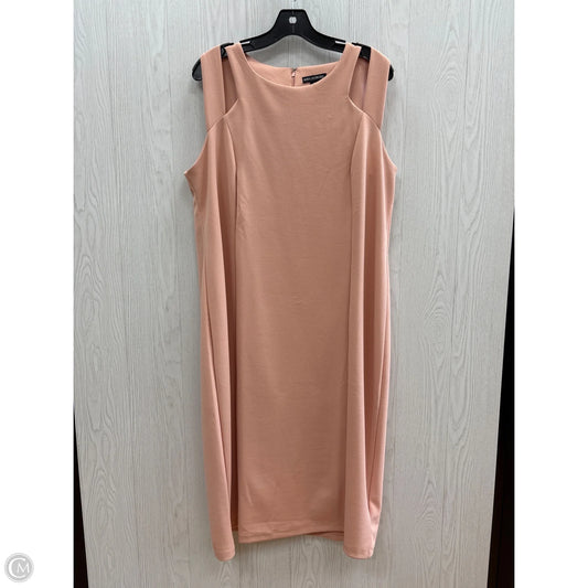 Dress Casual Midi By Nina Leonard In Peach, Size: 1x