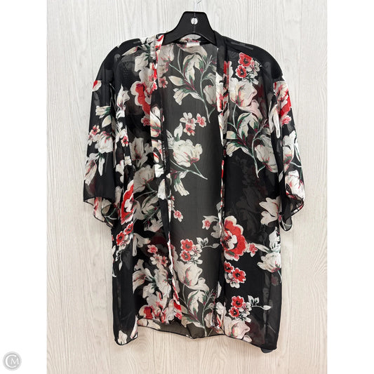 Kimono By Clothes Mentor In Black & Pink, Size: L