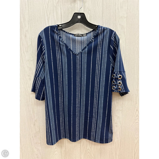 Top Short Sleeve By Clothes Mentor In Blue & White, Size: M