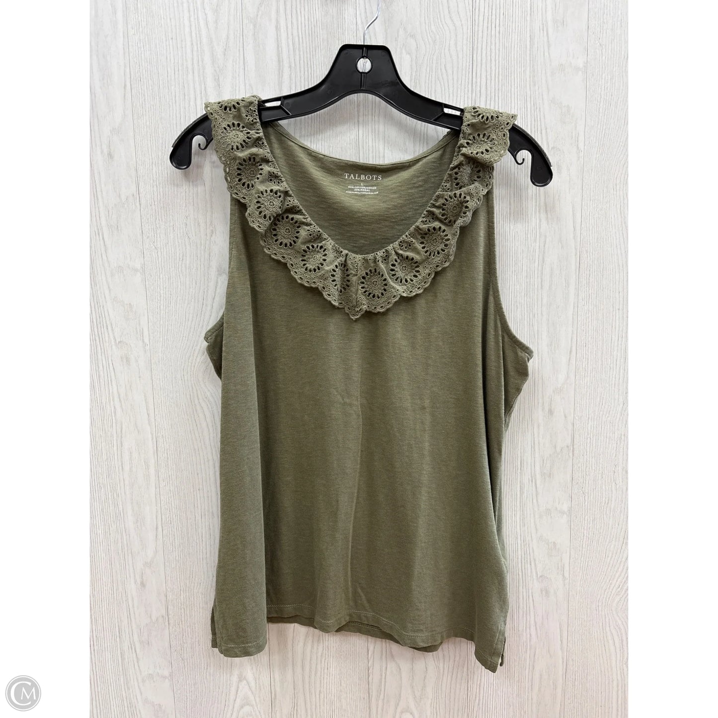 Top Sleeveless By Talbots In Green, Size: L