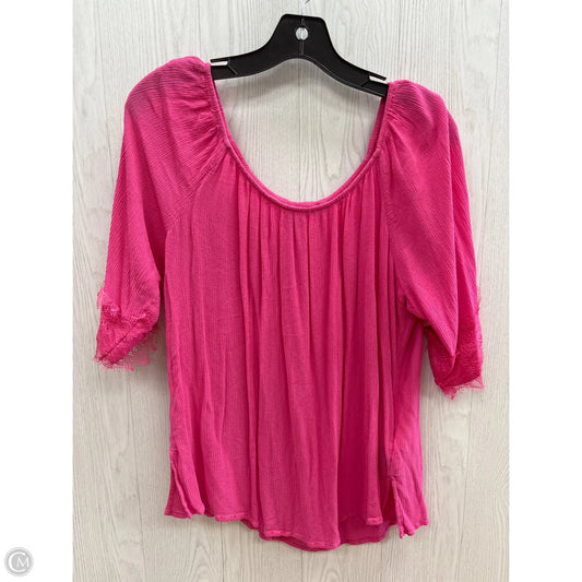 Top Short Sleeve By Soho Design Group In Pink, Size: L