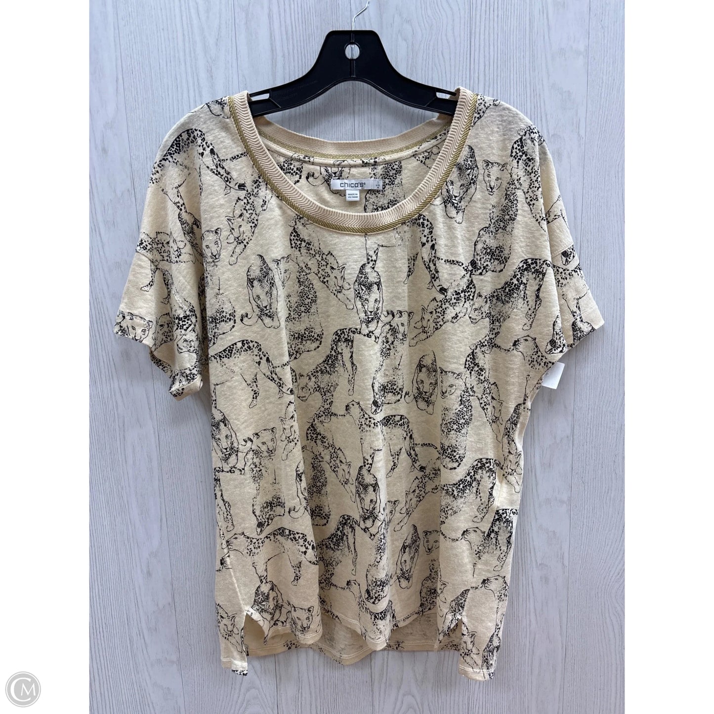 Top Short Sleeve By Chicos In Tan, Size: M