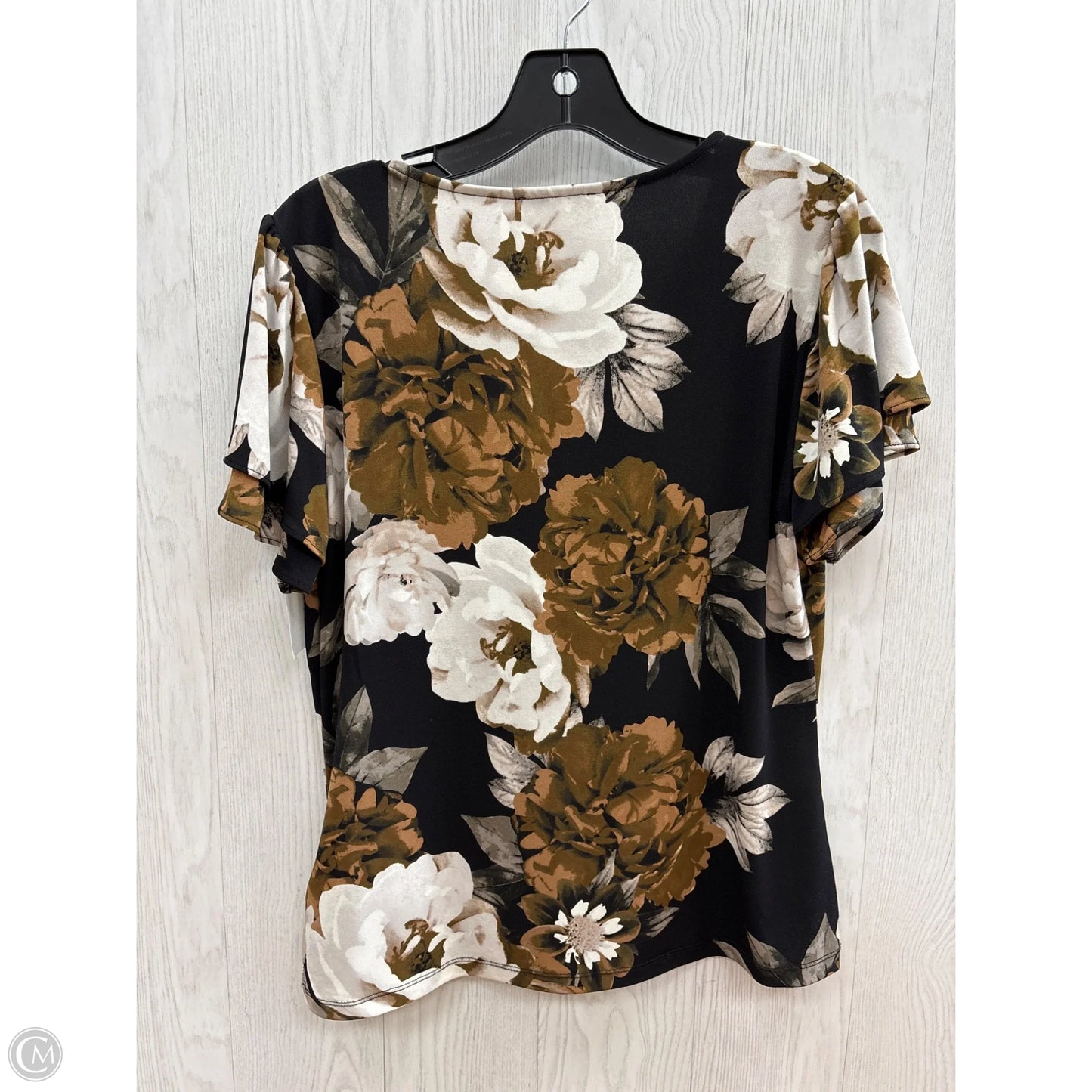 Top Short Sleeve By Calvin Klein In Black & Tan, Size: M