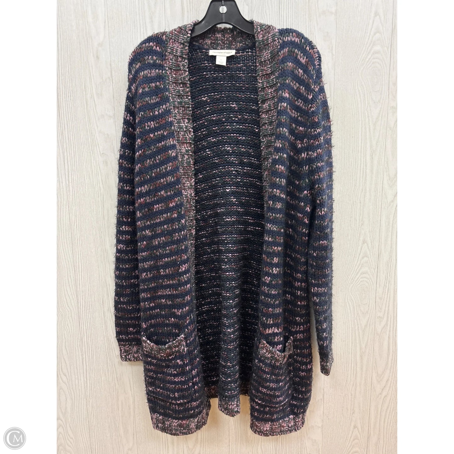 Sweater Cardigan By Christopher And Banks In Blue & Green, Size: L