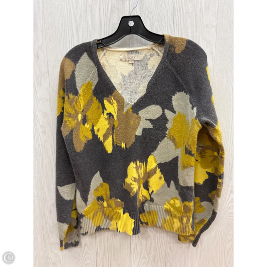 Sweater By Loft In Grey & Yellow, Size: S