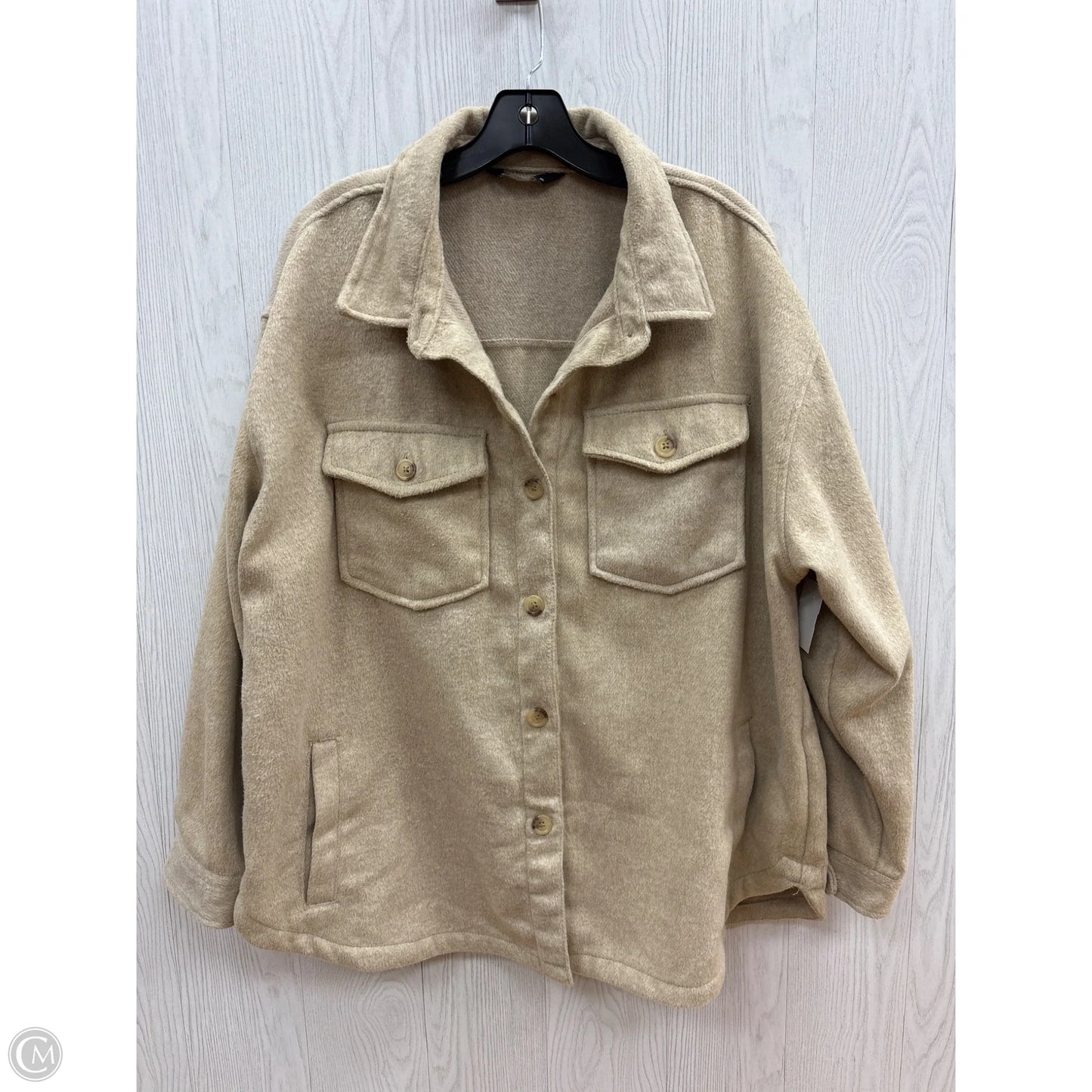 Jacket Shirt By Members Mark In Tan, Size: Xxl