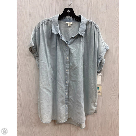 Top Short Sleeve By Ana In Blue Denim, Size: Xl