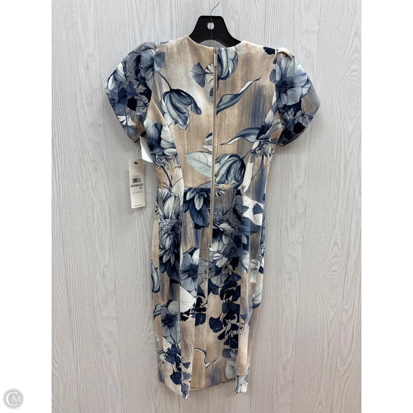 Dress Casual Short By Calvin Klein In Blue & Cream, Size: 0