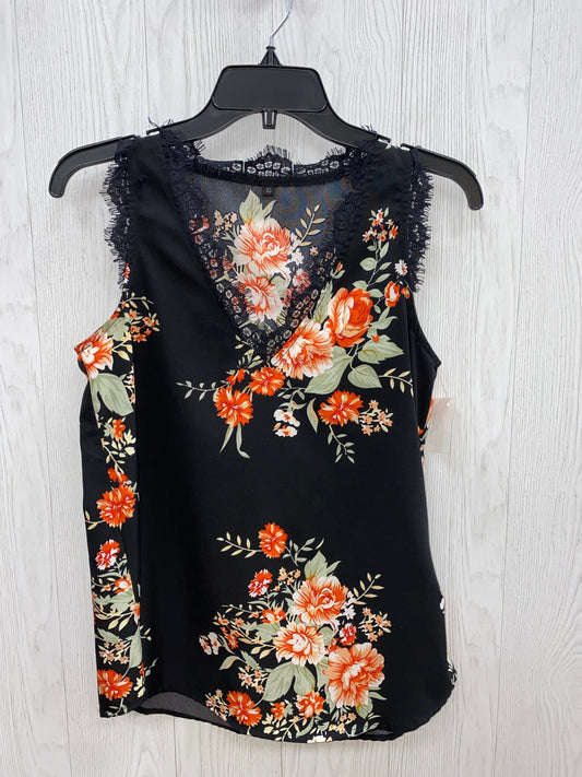 Black Floral Top Sleeveless Clothes Mentor, Size Xs