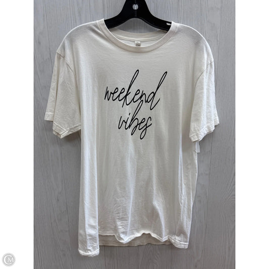 Top Short Sleeve Basic By Clothes Mentor In White, Size: L
