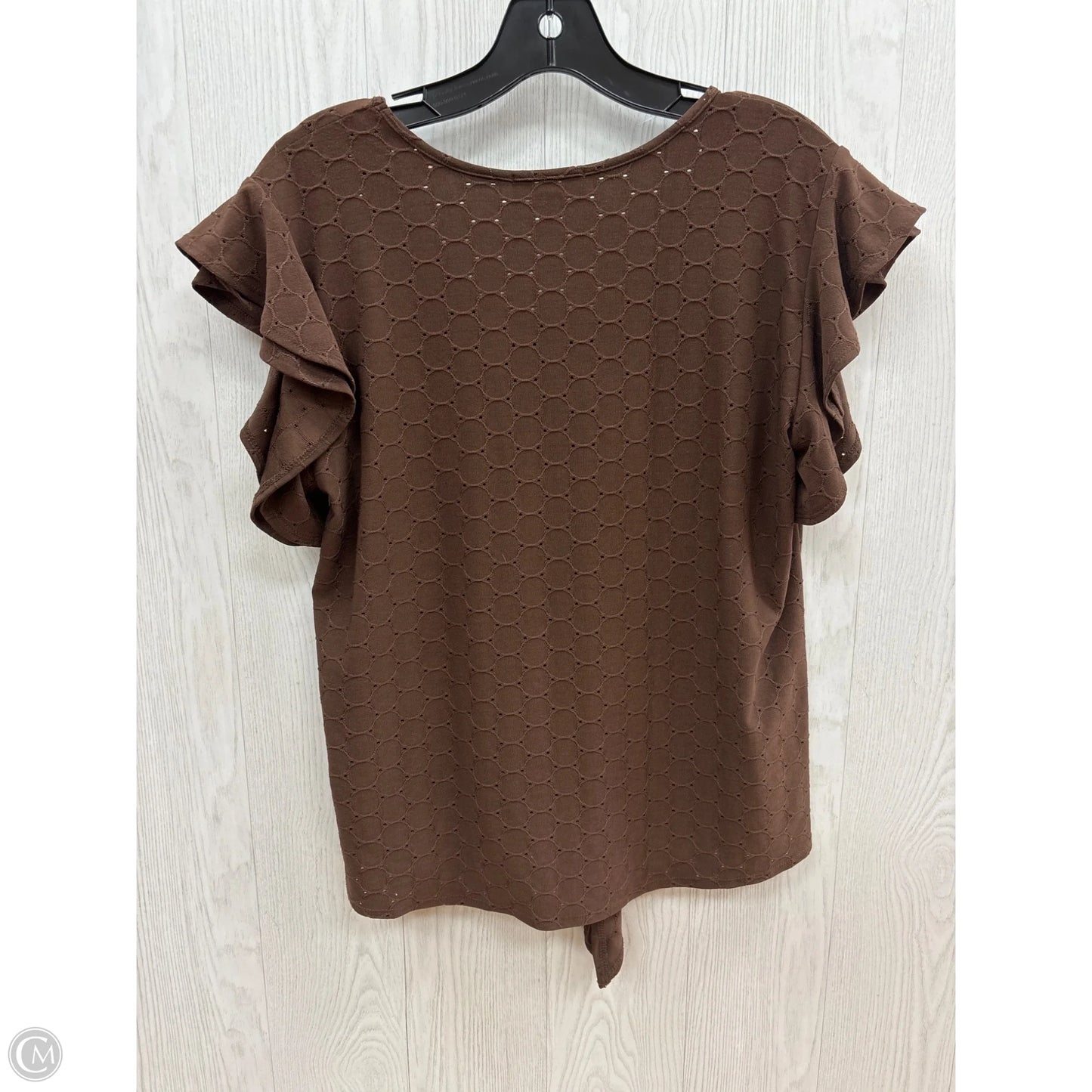 Top Short Sleeve By Kim & Cami In Brown, Size: M