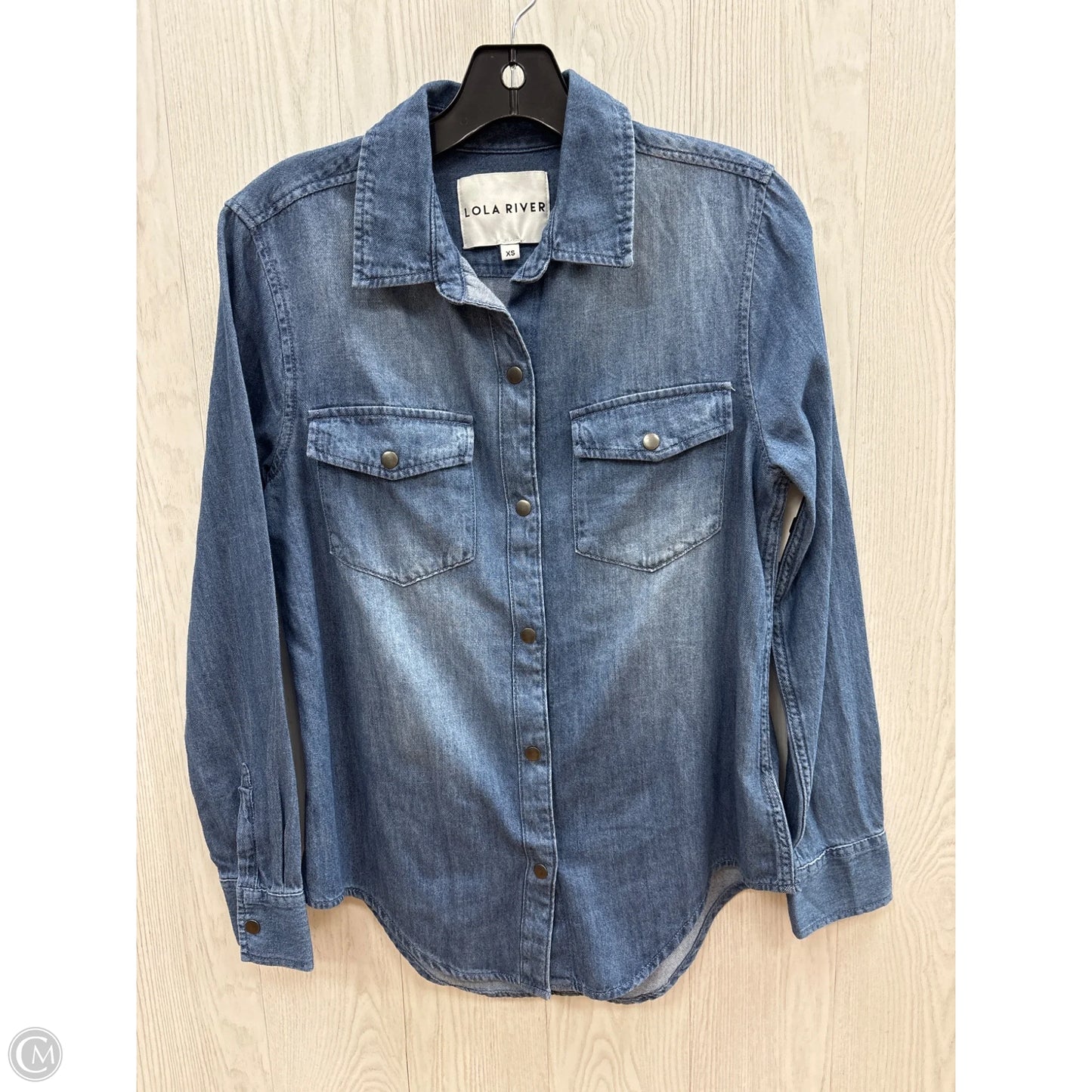 Top Long Sleeve By Lola River In Blue Denim, Size: Xs