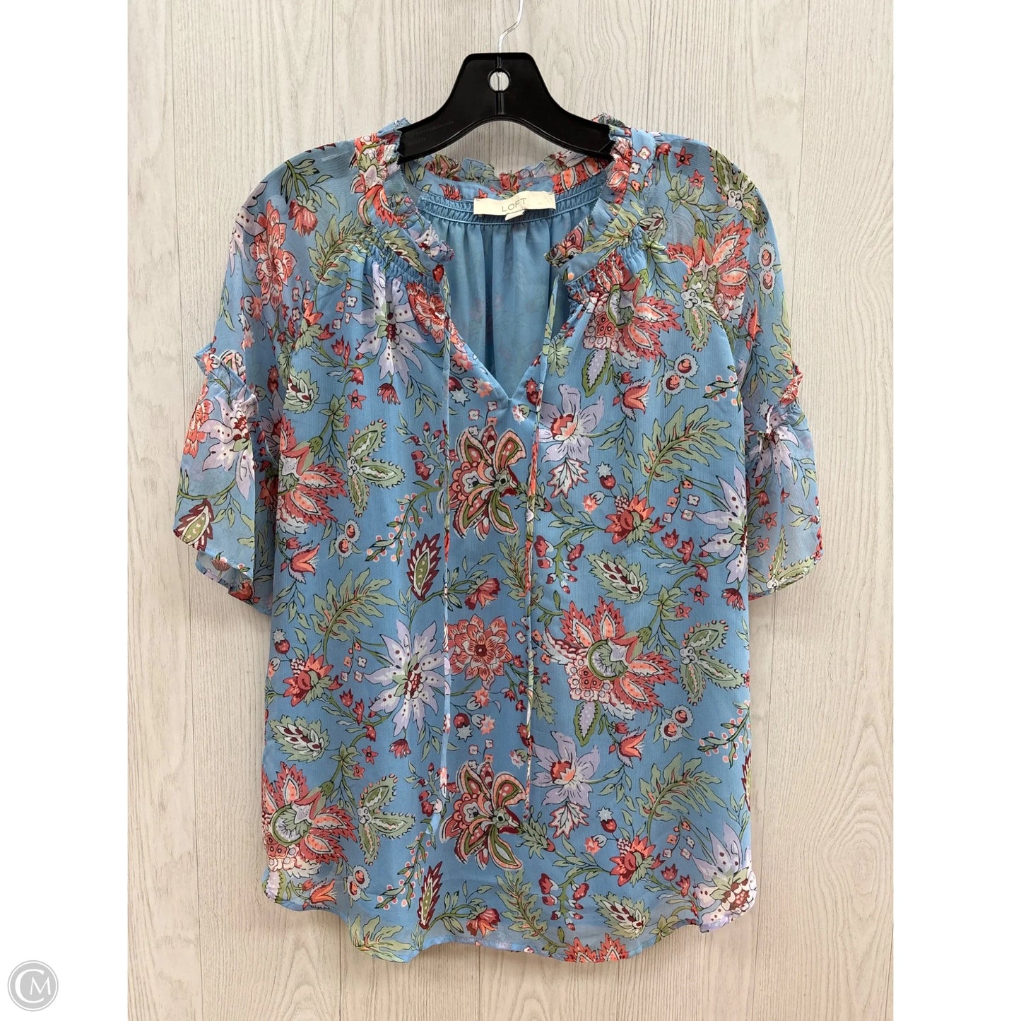 Top Short Sleeve By Loft In Blue, Size: S