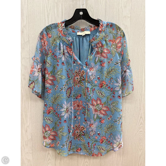 Top Short Sleeve By Loft In Blue, Size: S
