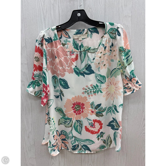 Top Short Sleeve By Loft In Floral Print, Size: S