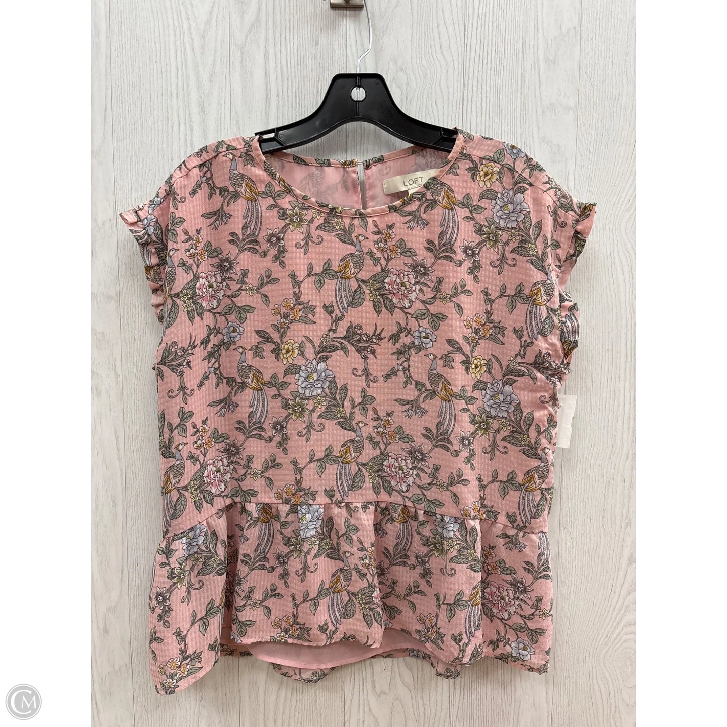 Top Short Sleeve By Loft In Floral Print, Size: Mp