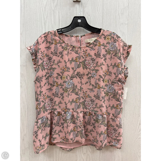 Top Short Sleeve By Loft In Floral Print, Size: Mp