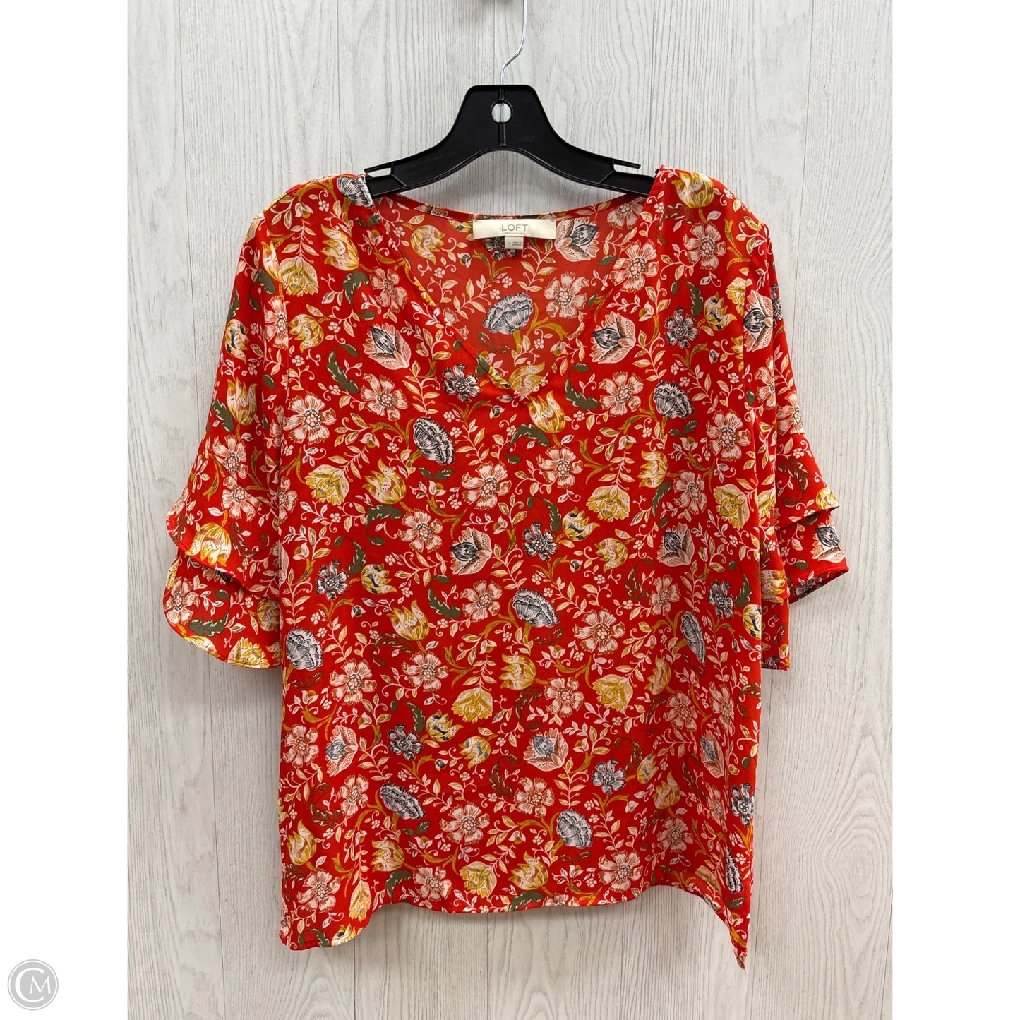 Top Short Sleeve By Loft In Orange, Size: Medium
