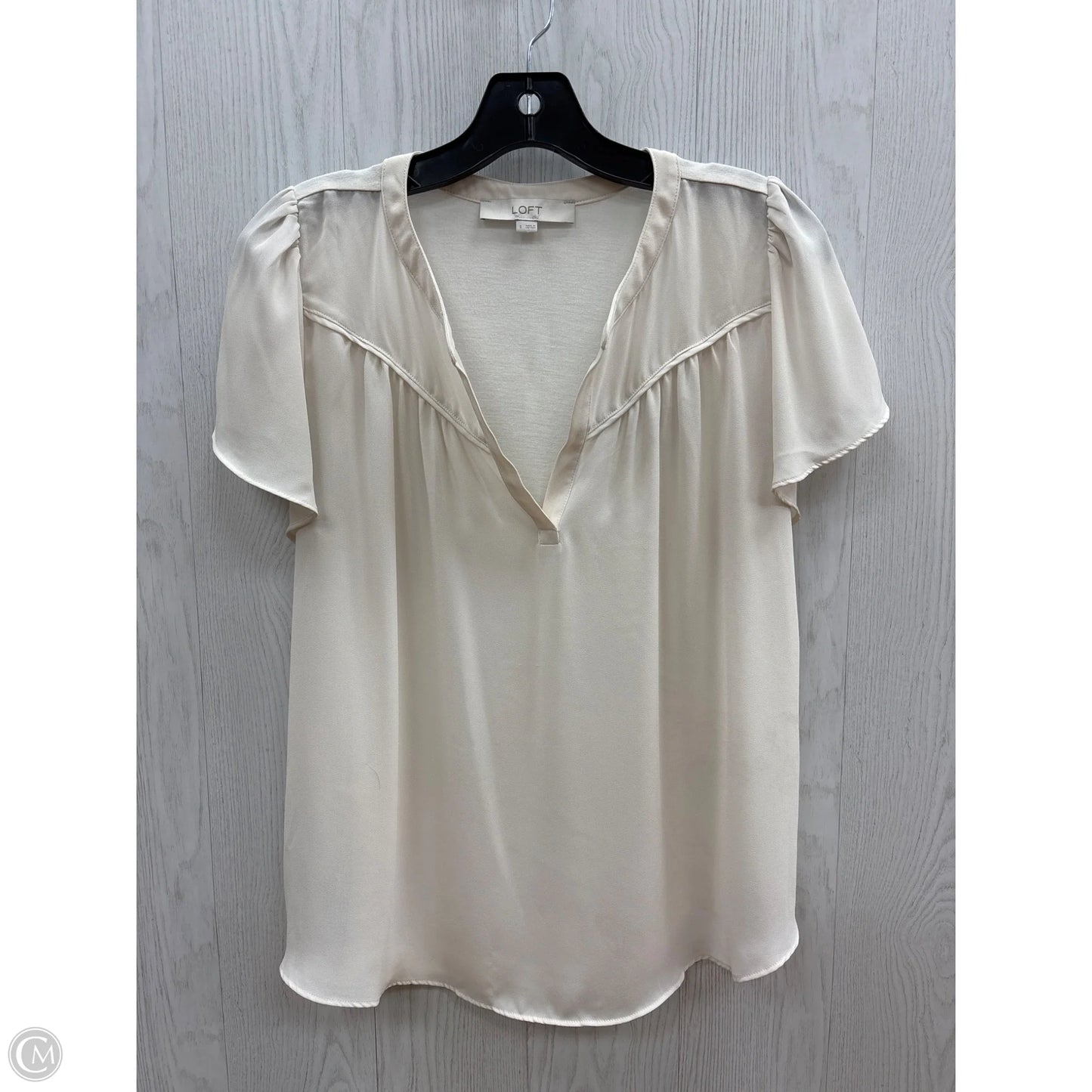 Top Short Sleeve By Loft In Ivory, Size: S