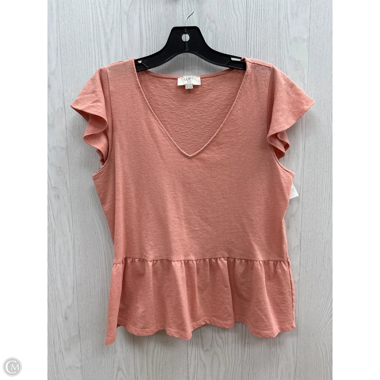 Top Short Sleeve By Loft In Peach, Size: Mp