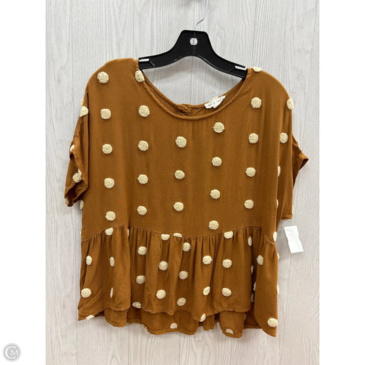 Top Short Sleeve By Blu Pepper In Brown, Size: S