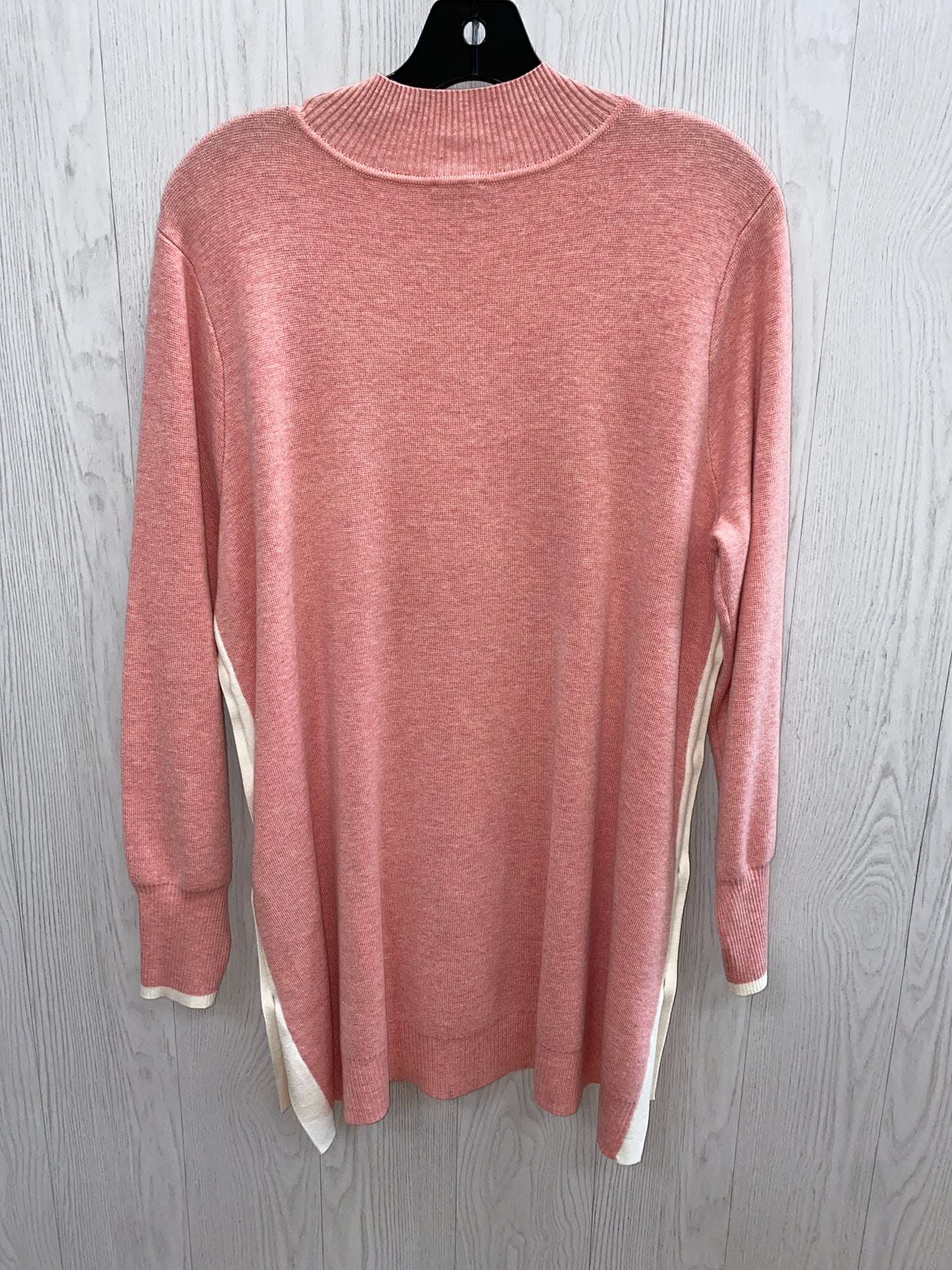 Sweater By Chicos In Pink & White, Size: L