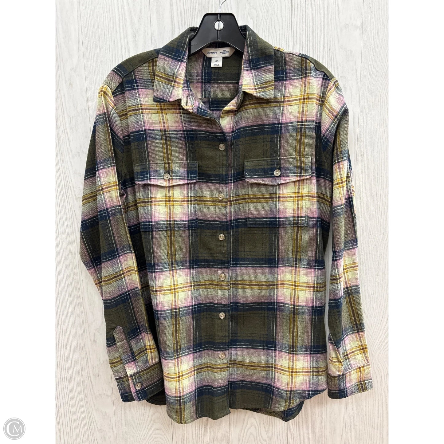 Top Long Sleeve By Old Navy In Green & Grey, Size: Xs