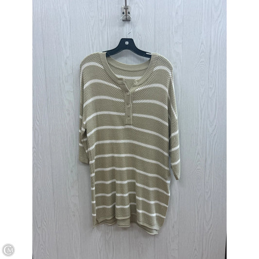 Top Short Sleeve By Clothes Mentor In Tan & White, Size: L