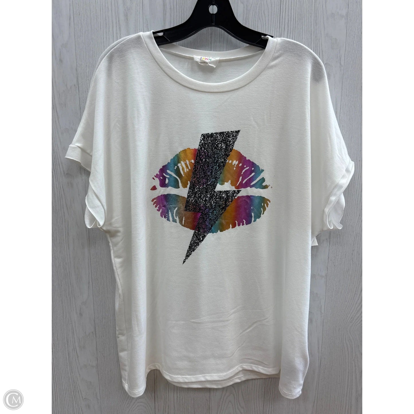 Top Short Sleeve By Fantastic Fawn In White, Size: L